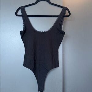 Lovers + Friends Black Asymmetrical Fitted Bodysuit